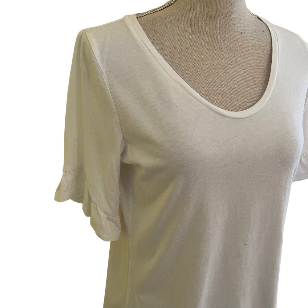 Boden White Modal/Cotton Tee with Ruffle Sleeve S - Picture 3 of 7